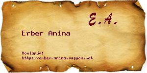 Erber Anina névjegykártya